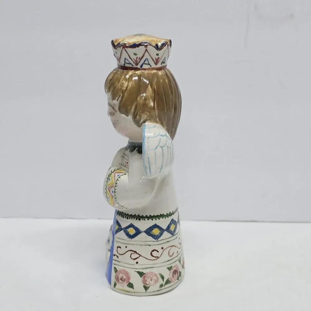 Vintage Signed Art Pottery Praying Angel Figurine Hand painted